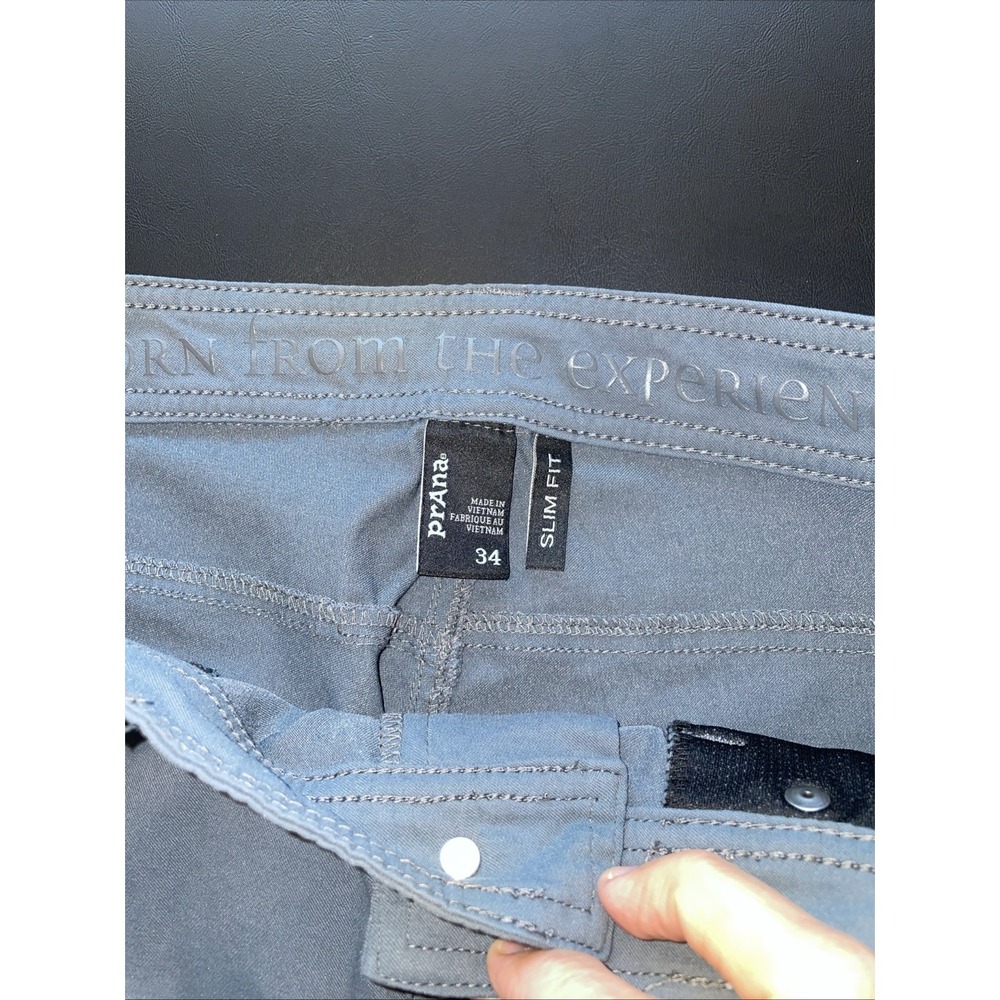 Prana Brion Pants Mens 34x28 Slate Blue Slim Fit Stretch 5-Pocket Hiking Outdoor - Picture 3 of 12